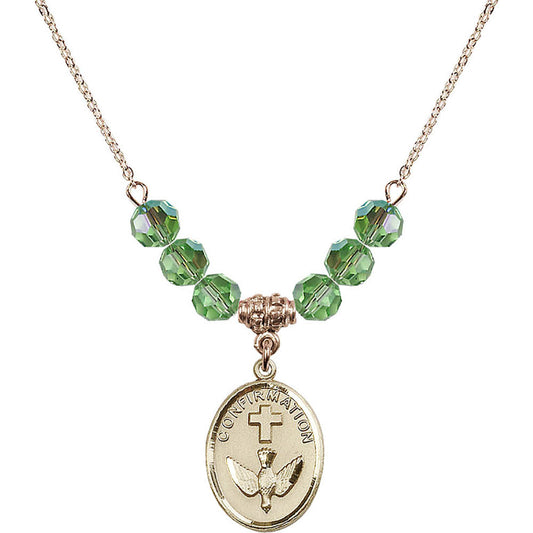 14kt Gold Filled Confirmation Birthstone Necklace with Peridot Beads - 0873