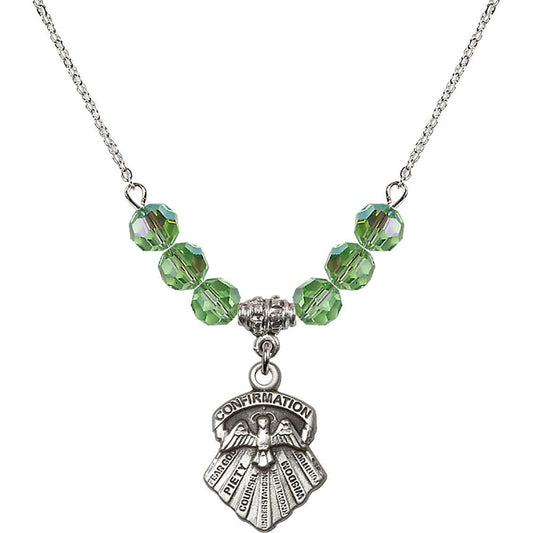 Sterling Silver Seven Gifts Birthstone Necklace with Peridot Beads - 0886