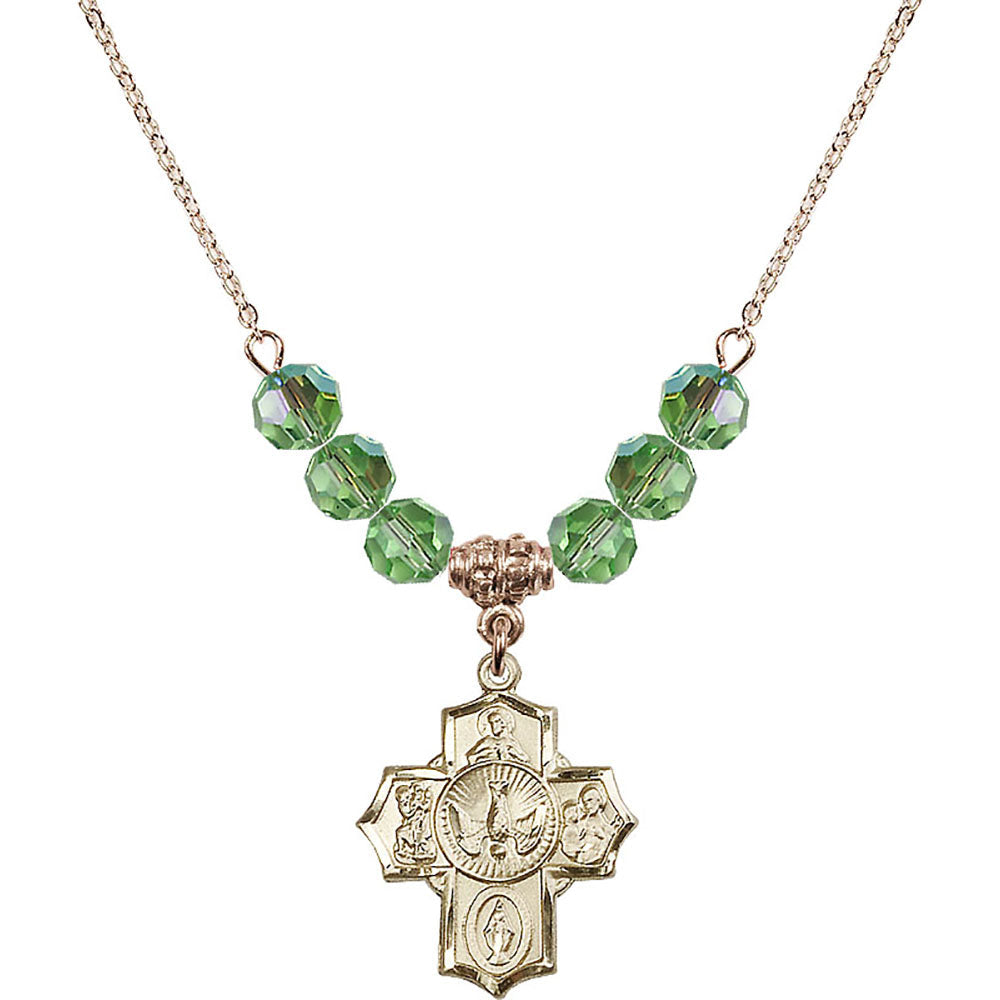 14kt Gold Filled 5-Way Birthstone Necklace with Peridot Beads - 2090
