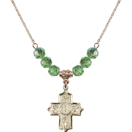 14kt Gold Filled 4-Way Birthstone Necklace with Peridot Beads - 4256