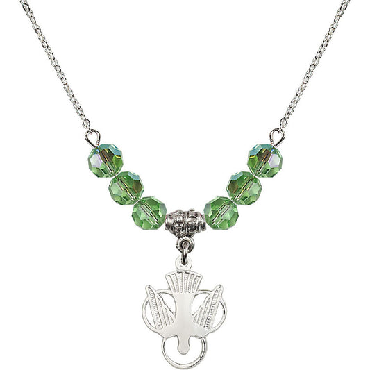 Sterling Silver Holy Spirit Birthstone Necklace with Peridot Beads - 5430