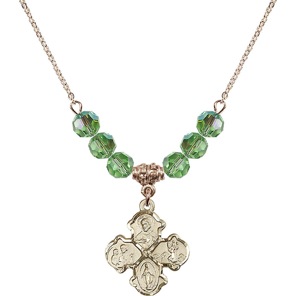 14kt Gold Filled 4-Way Birthstone Necklace with Peridot Beads - 5441