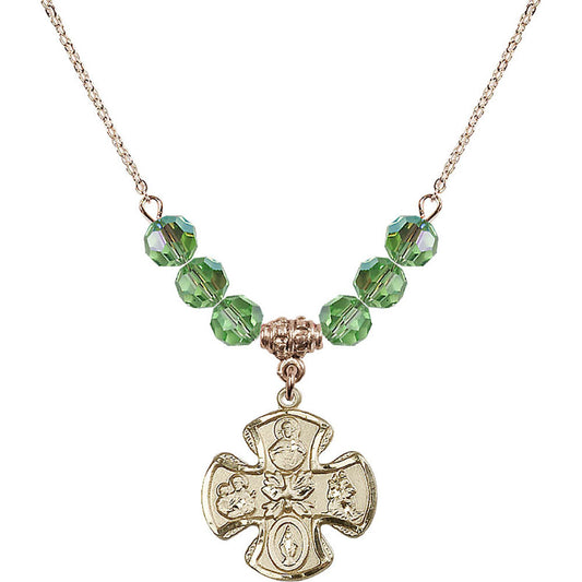 14kt Gold Filled 5-Way Birthstone Necklace with Peridot Beads - 5443