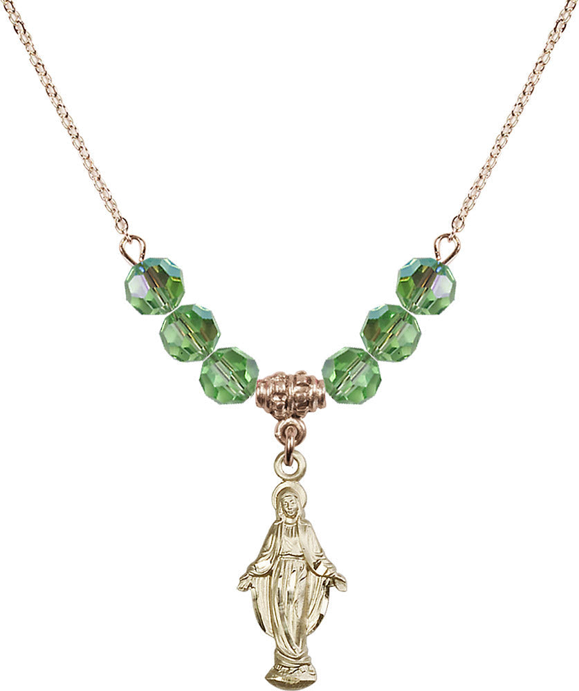 14kt Gold Filled Miraculous Birthstone Necklace with Peridot Beads - 5900