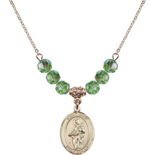 14kt Gold Filled Saint Jane of Valois Birthstone Necklace with Peridot Beads - 8029