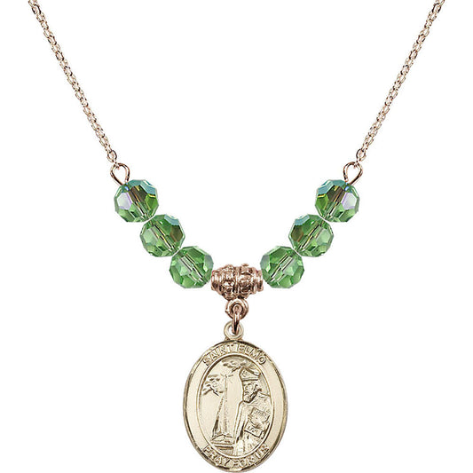 14kt Gold Filled Saint Elmo Birthstone Necklace with Peridot Beads - 8031