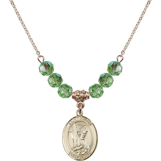 14kt Gold Filled Saint Helen Birthstone Necklace with Peridot Beads - 8043