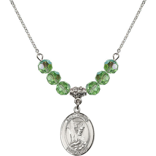 Sterling Silver Saint Helen Birthstone Necklace with Peridot Beads - 8043