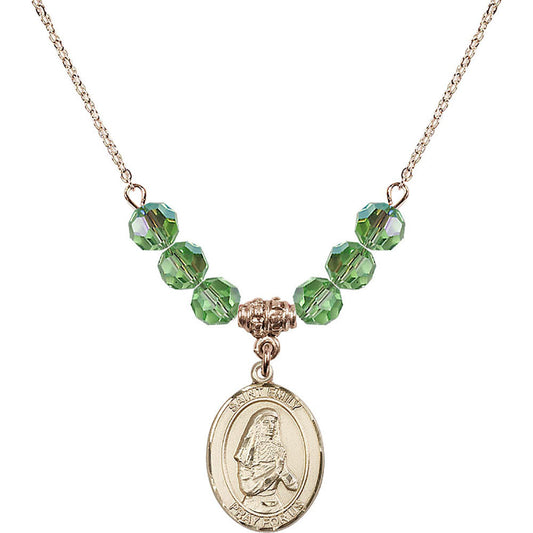 14kt Gold Filled Saint Emily de Vialar Birthstone Necklace with Peridot Beads - 8047
