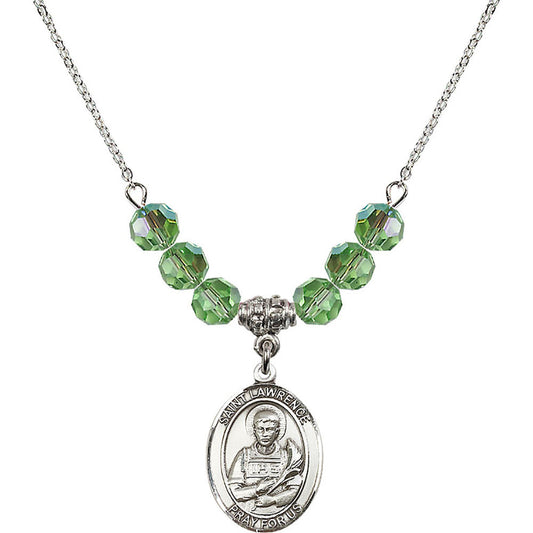 Sterling Silver Saint Lawrence Birthstone Necklace with Peridot Beads - 8063