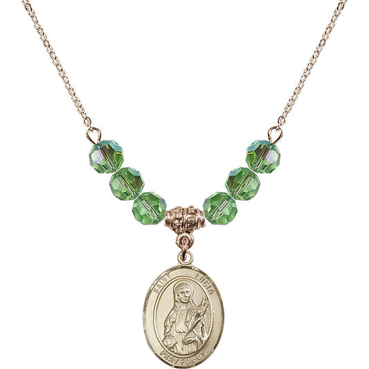 14kt Gold Filled Saint Lucia of Syracuse Birthstone Necklace with Peridot Beads - 8065