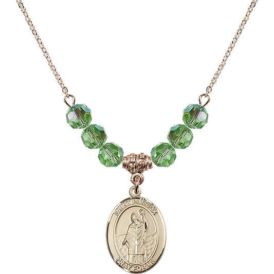 14kt Gold Filled Saint Patrick Birthstone Necklace with Peridot Beads - 8084