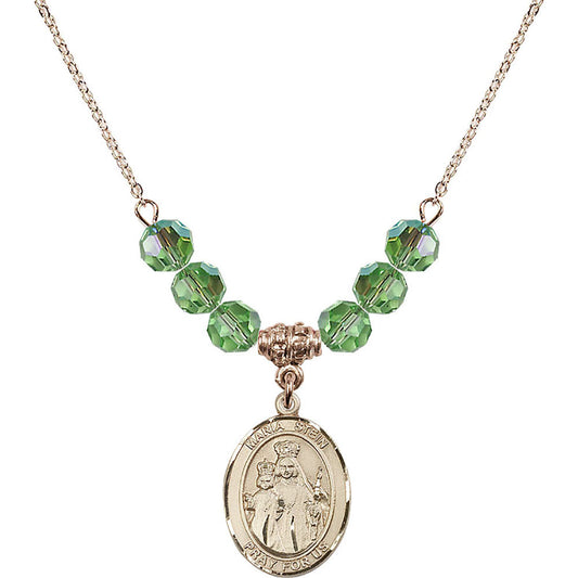 14kt Gold Filled Maria Stein Birthstone Necklace with Peridot Beads - 8133