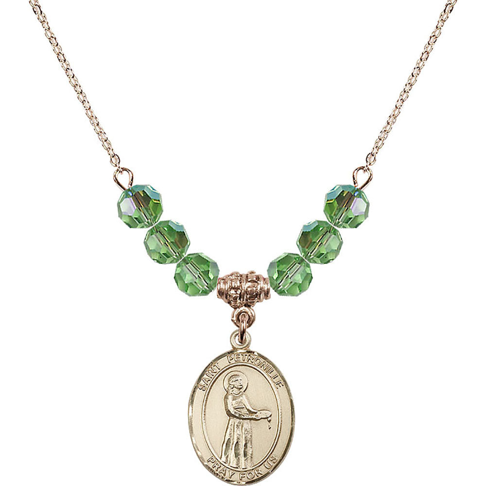 14kt Gold Filled Saint Petronille Birthstone Necklace with Peridot Beads - 8209