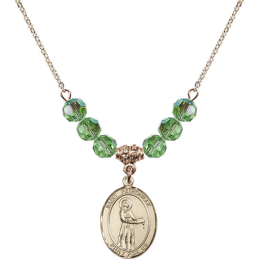 14kt Gold Filled Saint Petronille Birthstone Necklace with Peridot Beads - 8209