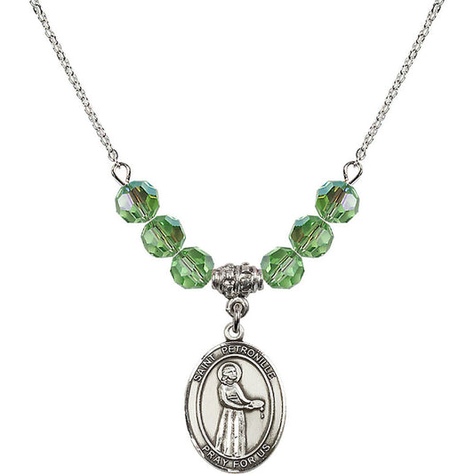 Sterling Silver Saint Petronille Birthstone Necklace with Peridot Beads - 8209
