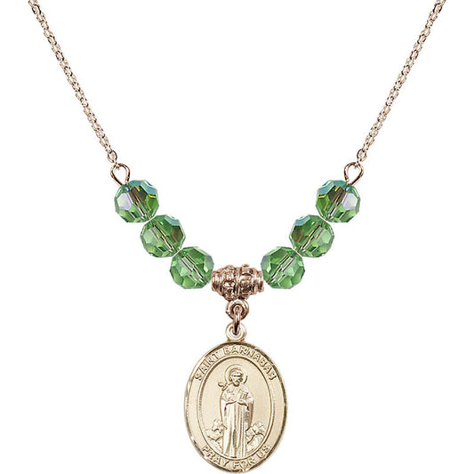 14kt Gold Filled Saint Barnabas Birthstone Necklace with Peridot Beads - 8216