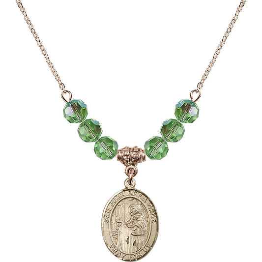 14kt Gold Filled San Juan de la Cruz Birthstone Necklace with Peridot Beads - 8232