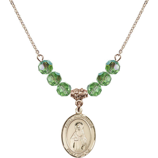 14kt Gold Filled Saint Hildegard von Bingen Birthstone Necklace with Peridot Beads - 8260