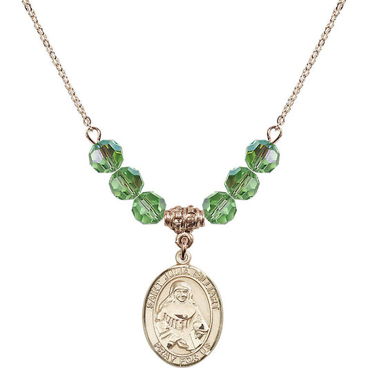14kt Gold Filled Saint Julia Billiart Birthstone Necklace with Peridot Beads - 8267