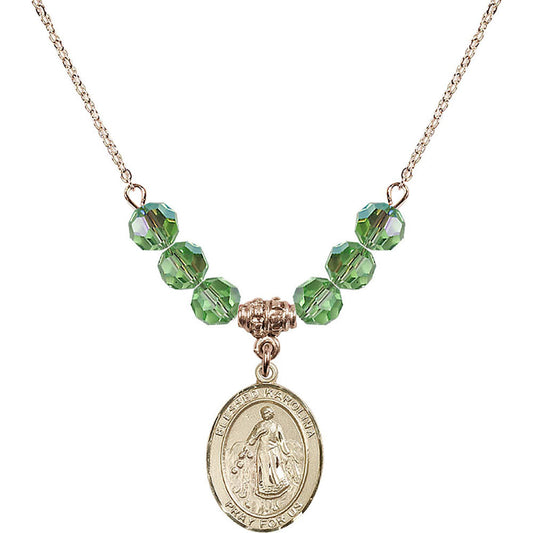 14kt Gold Filled Blessed Karolina Kozkowna Birthstone Necklace with Peridot Beads - 8283