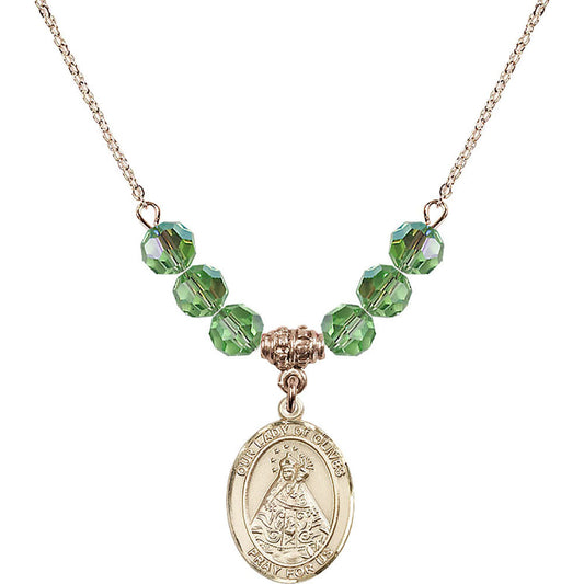14kt Gold Filled Our Lady of Olives Birthstone Necklace with Peridot Beads - 8303