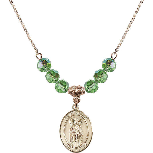 14kt Gold Filled Saint Ronan Birthstone Necklace with Peridot Beads - 8315