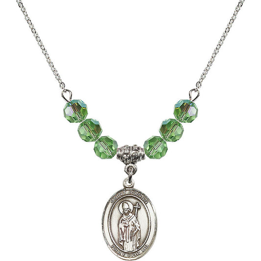Sterling Silver Saint Ronan Birthstone Necklace with Peridot Beads - 8315