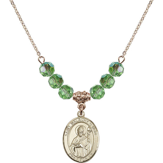 14kt Gold Filled Saint Malachy O'More Birthstone Necklace with Peridot Beads - 8316