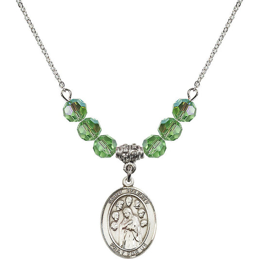 Sterling Silver Saint Felicity Birthstone Necklace with Peridot Beads - 8341