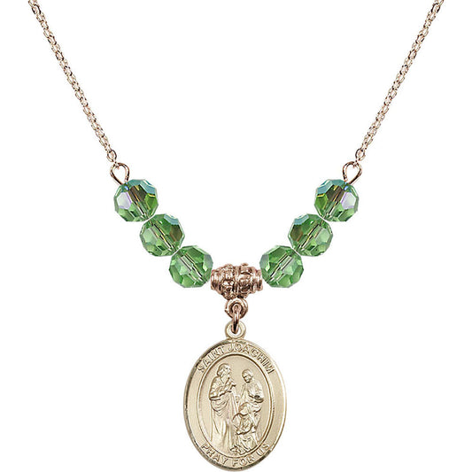 14kt Gold Filled Saint Joachim Birthstone Necklace with Peridot Beads - 8348