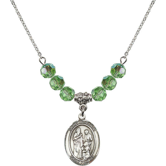Sterling Silver Saint Joachim Birthstone Necklace with Peridot Beads - 8348