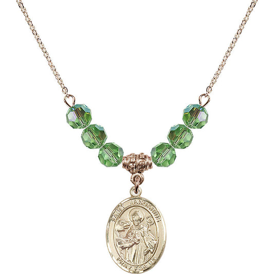 14kt Gold Filled Saint Januarius Birthstone Necklace with Peridot Beads - 8351