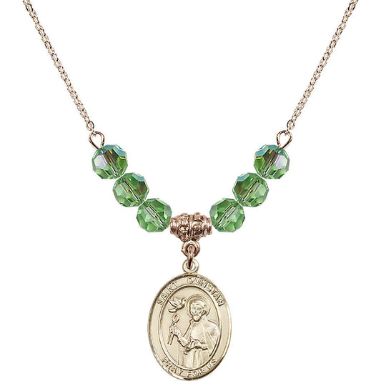 14kt Gold Filled Saint Dunstan Birthstone Necklace with Peridot Beads - 8355