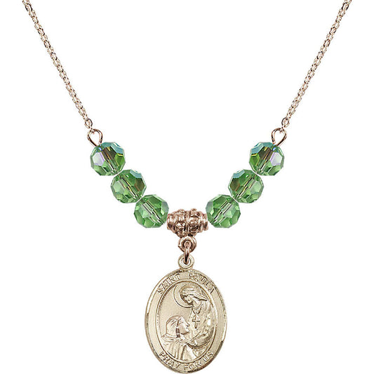 14kt Gold Filled Saint Paula Birthstone Necklace with Peridot Beads - 8359