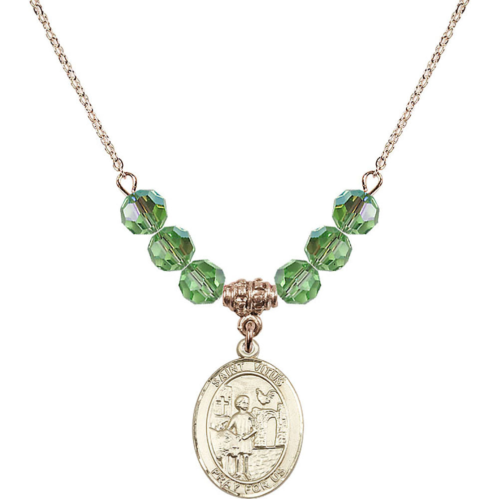 14kt Gold Filled Saint Vitus Birthstone Necklace with Peridot Beads - 8368