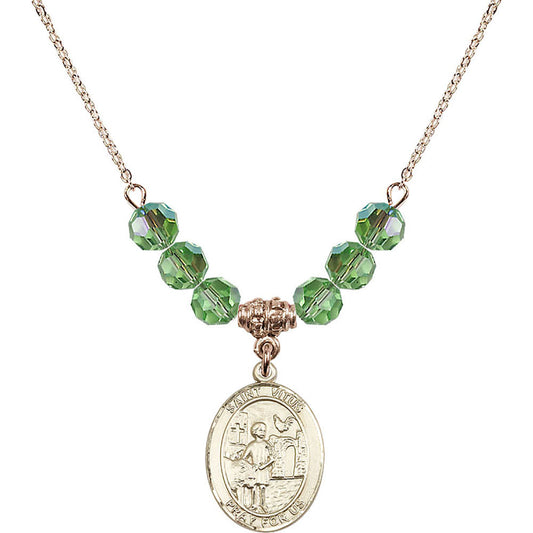 14kt Gold Filled Saint Vitus Birthstone Necklace with Peridot Beads - 8368