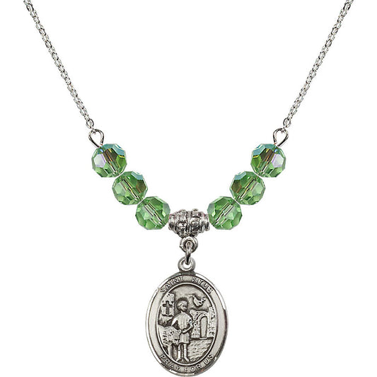 Sterling Silver Saint Vitus Birthstone Necklace with Peridot Beads - 8368