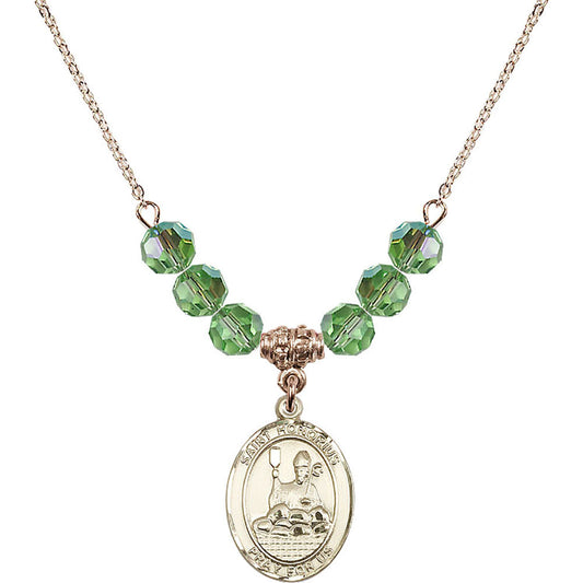 14kt Gold Filled Saint Honorius of Amiens Birthstone Necklace with Peridot Beads - 8376