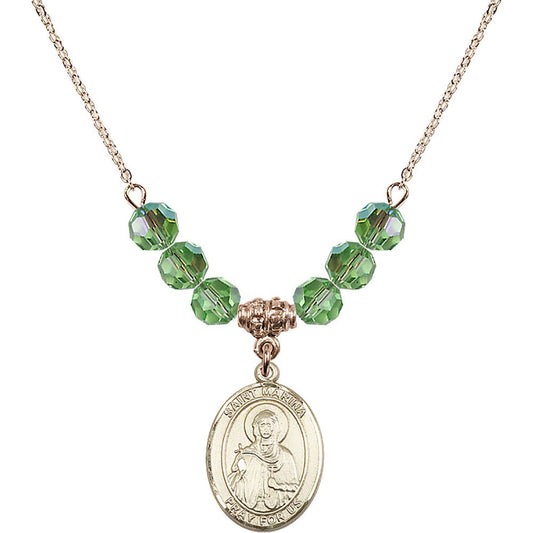 14kt Gold Filled Saint Marina Birthstone Necklace with Peridot Beads - 8379