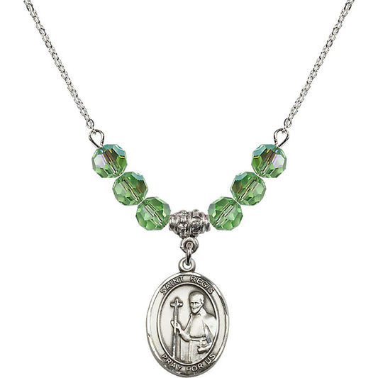 Sterling Silver Saint Regis Birthstone Necklace with Peridot Beads - 8380