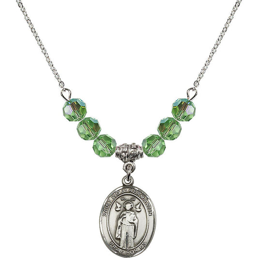 Sterling Silver Saint Ivo of Kelmartin Birthstone Necklace with Peridot Beads - 8384