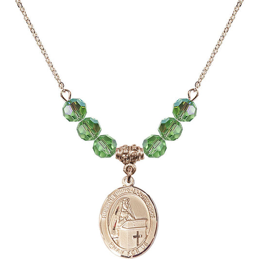14kt Gold Filled Blessed Emilee Doultremont Birthstone Necklace with Peridot Beads - 8390
