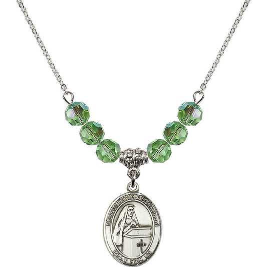 Sterling Silver Blessed Emilee Doultremont Birthstone Necklace with Peridot Beads - 8390