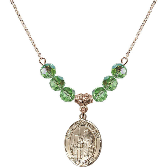 14kt Gold Filled Saint Jacob of Nisibis Birthstone Necklace with Peridot Beads - 8392