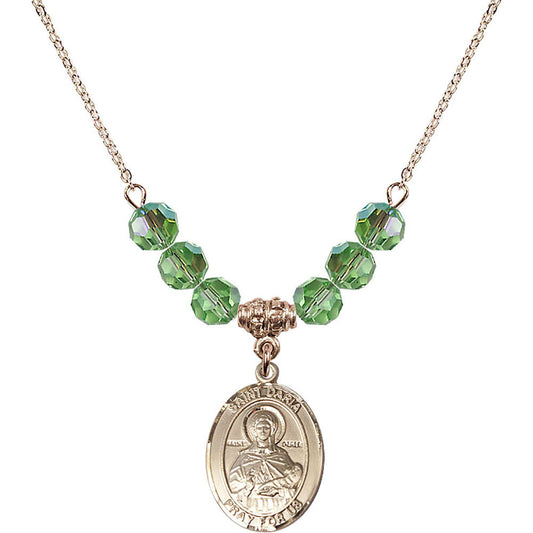 14kt Gold Filled Saint Daria Birthstone Necklace with Peridot Beads - 8396
