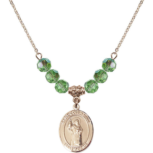 14kt Gold Filled Saint Columbkille Birthstone Necklace with Peridot Beads - 8399