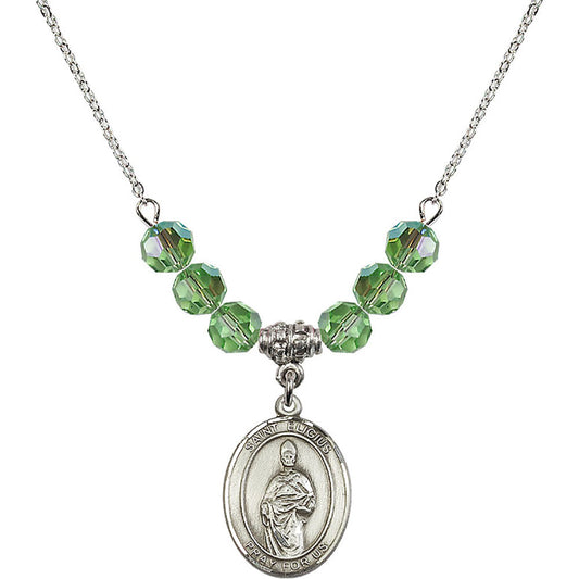 Sterling Silver Saint Eligius Birthstone Necklace with Peridot Beads - 8402