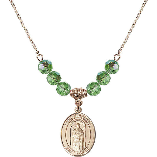 14kt Gold Filled Saint Seraphina Birthstone Necklace with Peridot Beads - 8405