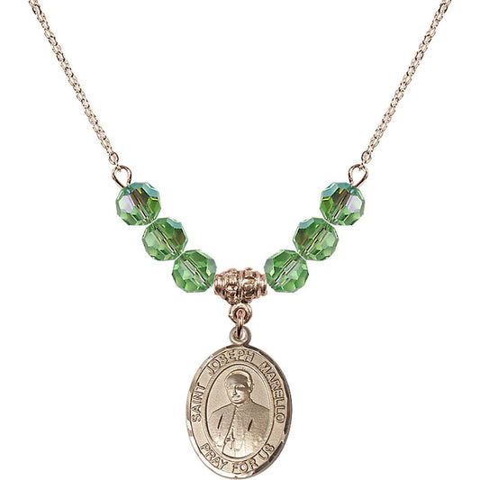 14kt Gold Filled Saint Joseph Marello Birthstone Necklace with Peridot Beads - 8430